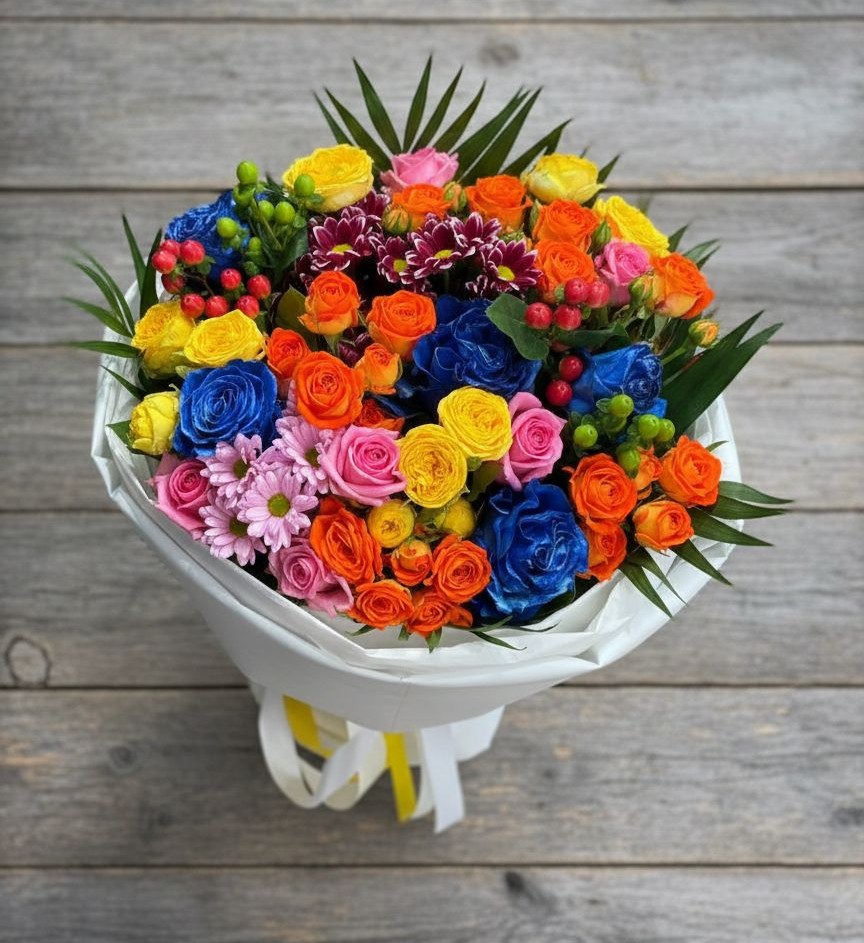 Букет цветов из: Розы и Хризантемы в Казанской Краснодарского края