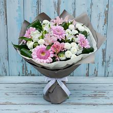 Букет цветов из:  Герберы, Альстромерии и Хризантемы #REPLACE_PRED# Казанской Краснодарского края