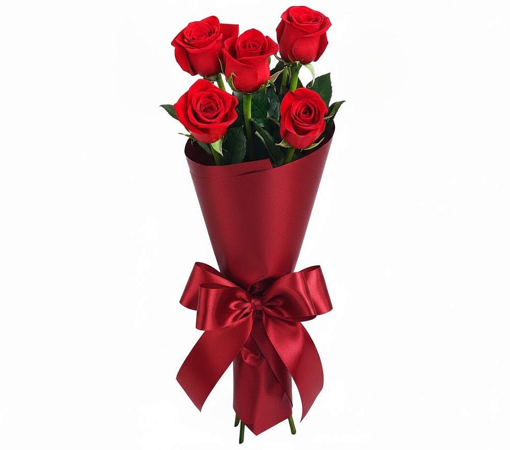 Букет 5 Красных роз Эдлесс Лав в Казанской Краснодарского края