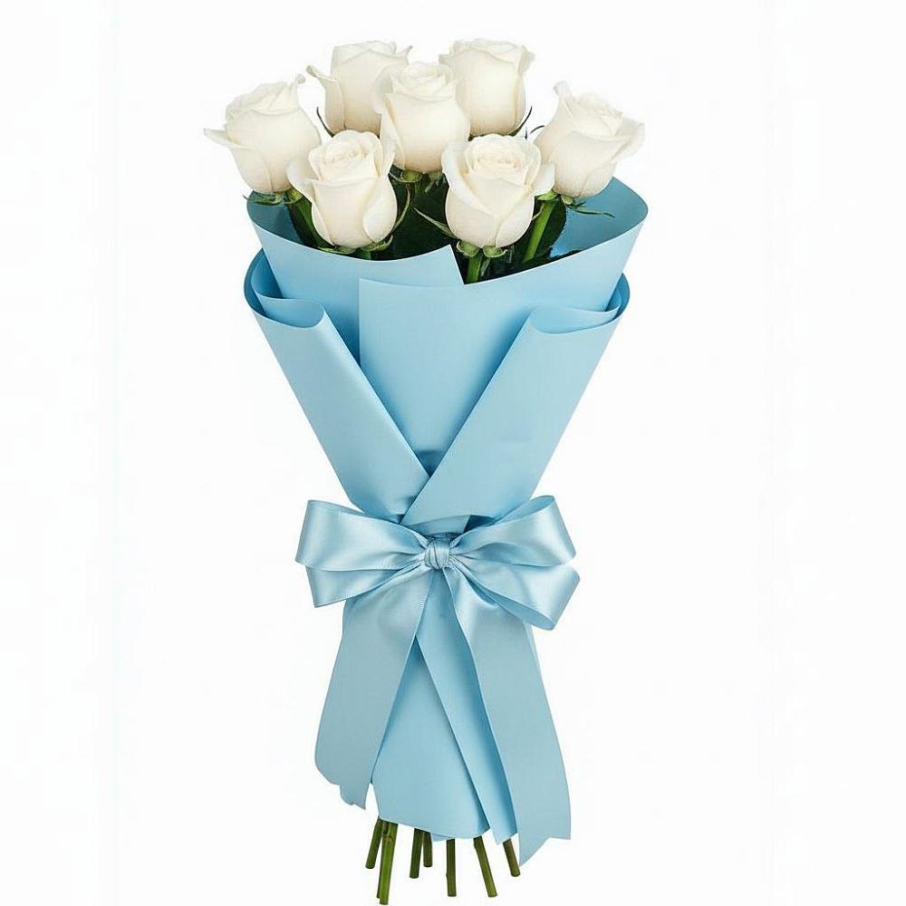 Букет 7 белых роз Проуд в Казанской Краснодарского края