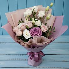 Букет цветов из:  Розы и Лизиантусы #REPLACE_PRED# Казанской Краснодарского края