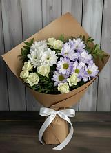 Букет цветов из:  Хризантемы и Розы в Казанской Краснодарского края