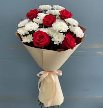 Букет цветов из:  Розы и Хризантемы в Казанской Краснодарского края
