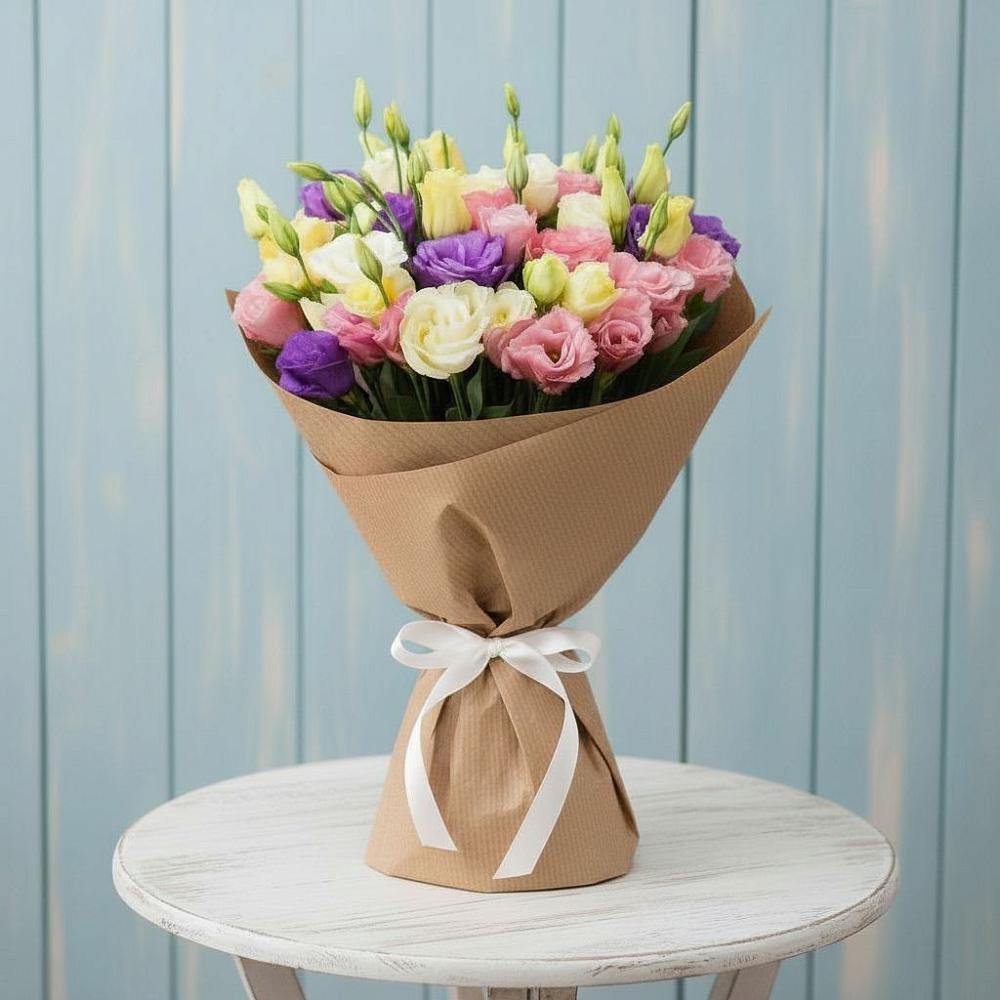 Букет цветов из: Лизиантусы в Казанской Краснодарского края