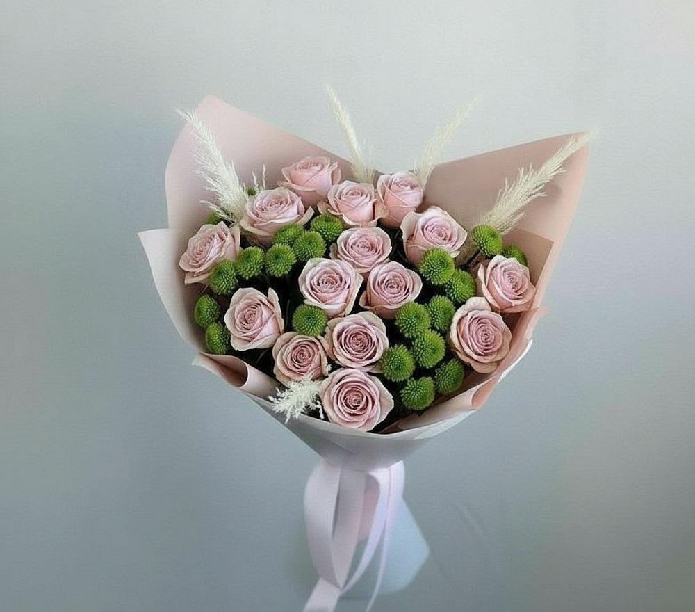 Букет цветов из: Розы и Хризантемы в Казанской Краснодарского края