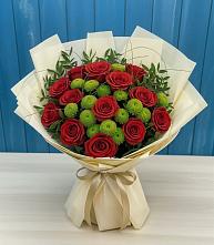 Букет цветов из:  Розы и Хризантемы в Казанской Краснодарского края