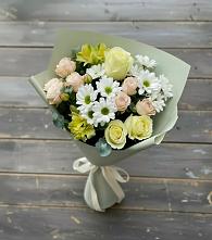 Букет цветов из:  Альстромерии, Розы и Хризантемы #REPLACE_PRED# Казанской Краснодарского края