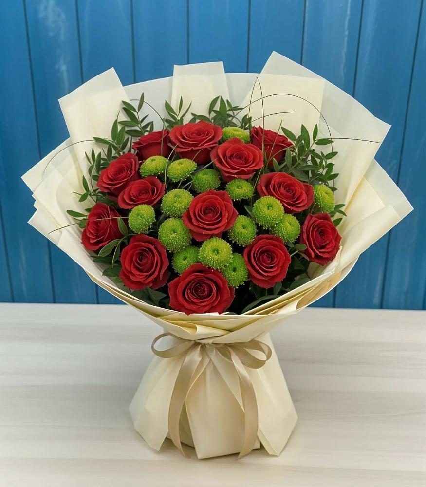 Букет цветов из: Розы и Хризантемы в Казанской Краснодарского края