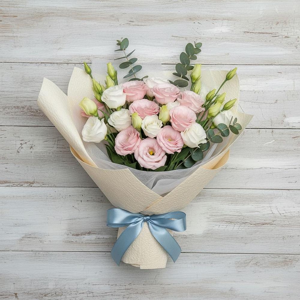 Букет цветов из: Лизиантусы в Казанской Краснодарского края